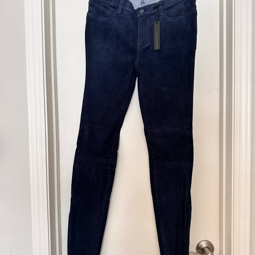 J Brand Super Skinny Navy Leather Pants NWT